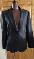 Pre-O Tahari Arthur S Levine Navy Pinstripe 2 Button Front Jacket Sz:10