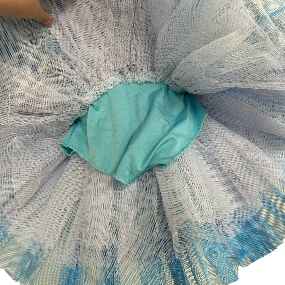 Vestido bailarina de tul adornado con perlas azules y doradas sin marca para niñas 8/10 Foto 2 de 4