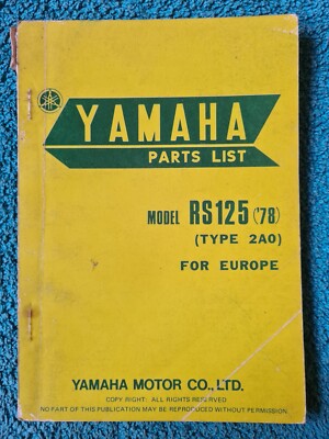 Yamaha, Original OEM, Teileliste, RS125, RS 125, Typ 2AO, 1. Auflage, Sept 1977