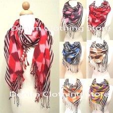 Women's Long Soft Blanket Oversized Tartan Scarf Wrap Shawl Chiffon Pashmina 64"
