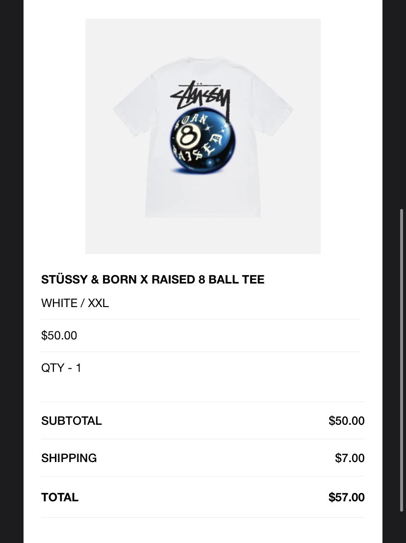 Stussy Born x Raised 8 Ball Tee 