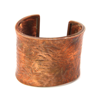 Signed Aaron Martinez Santa Fe Copper Cuff Hammered Wide Bracelet