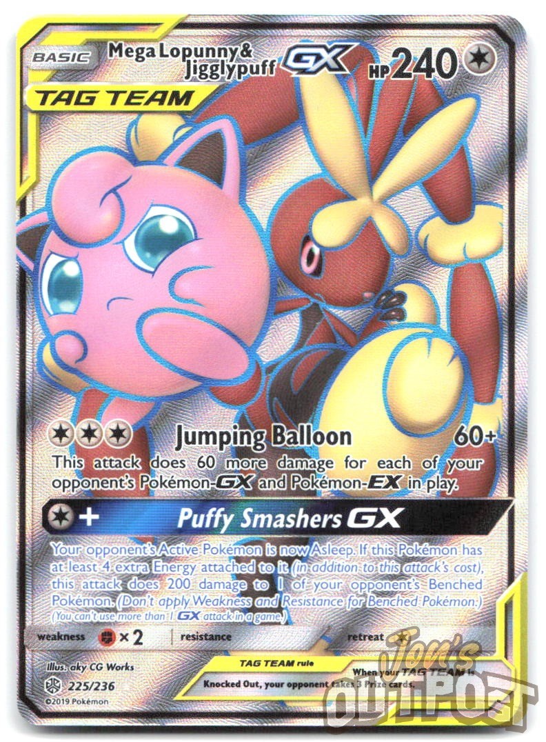 Mega Lopunny & Jigglypuff GX 225/236 Ultra Rare Cosmic Eclipse Pokemon NM