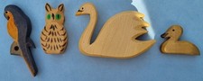 Ostheimer Holzfiguren Papagei rar Schneeeule gro&szlig;er Schwan junger Schwan Vintage