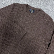 Club Room Cashmere Cable Knit Sweater Men Medium Brown Crewneck Pullover Luxury