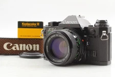 【Exc+5 /Strap】Canon A-1 Black 35mm Film Camera New FD NFD 50mm f1.8 Lens JAPAN