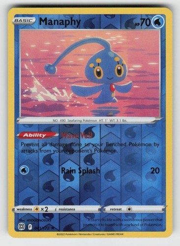 Reverse Holo Manaphy 041/172 Rare Brilliant Stars Near Mint