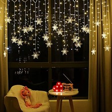 LED Curtain Lights,13ft/4M 96 Snowflake String Lights Warm White