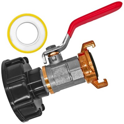 IBC Kappe Adapter + Kugelhahn Messing Hebelgriff 3/4 '' IG+ Anschluß für Geka