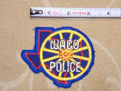 WACO TXPolice Patch STATE SHAPE WAGON WHEEL Off Uniform 3.5''x3'' Vintage