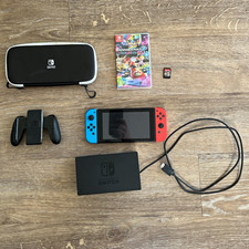 Nintendo Switch 32GB Console Bundle Neon Red/Blue Joy-Con with 3 games