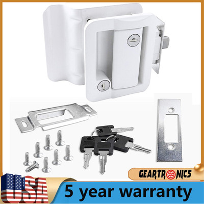 White RV Paddle Entry Door Lock Latch Handle Knob Deadbolt NEW Camper Trailer