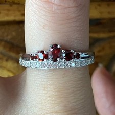 Natural Vermelho Red Garnet Sterling Silver Ring Size 9.75