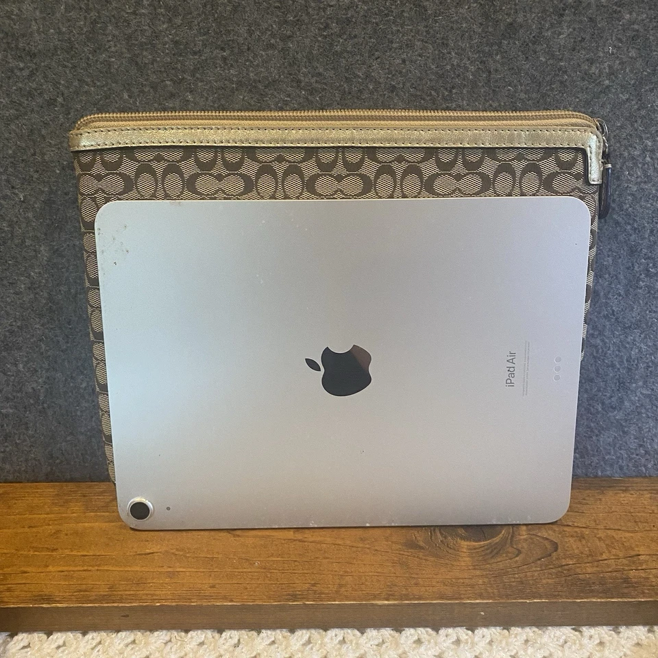 COACH F61035 Signature C Canvas Logo Tablet iPad Sleeve Carry Case Tan Gold Zip - Image 3 of 4