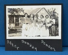 Girls Reading Classmate Newspaper on Farm Elmont Kansas Antique 1918 Photo Lt#44
