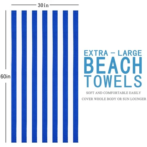 Genovega 2 Pack Extra Large Bath Towels Striped Beach Towel Bathroom Sheets image 6