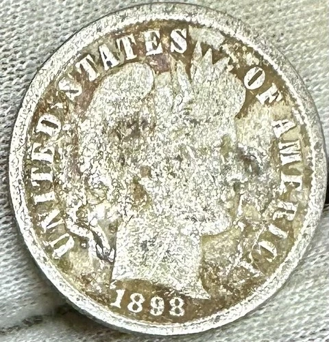 1898 BARBER DIME -90% SILVER-Free Shipping! (VF) Very Fine. Trusted Seller!