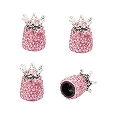 Valve Stem Caps, 4 Pack Handmade Crown Bling Crystal Rhinestone Car Wheel Pink