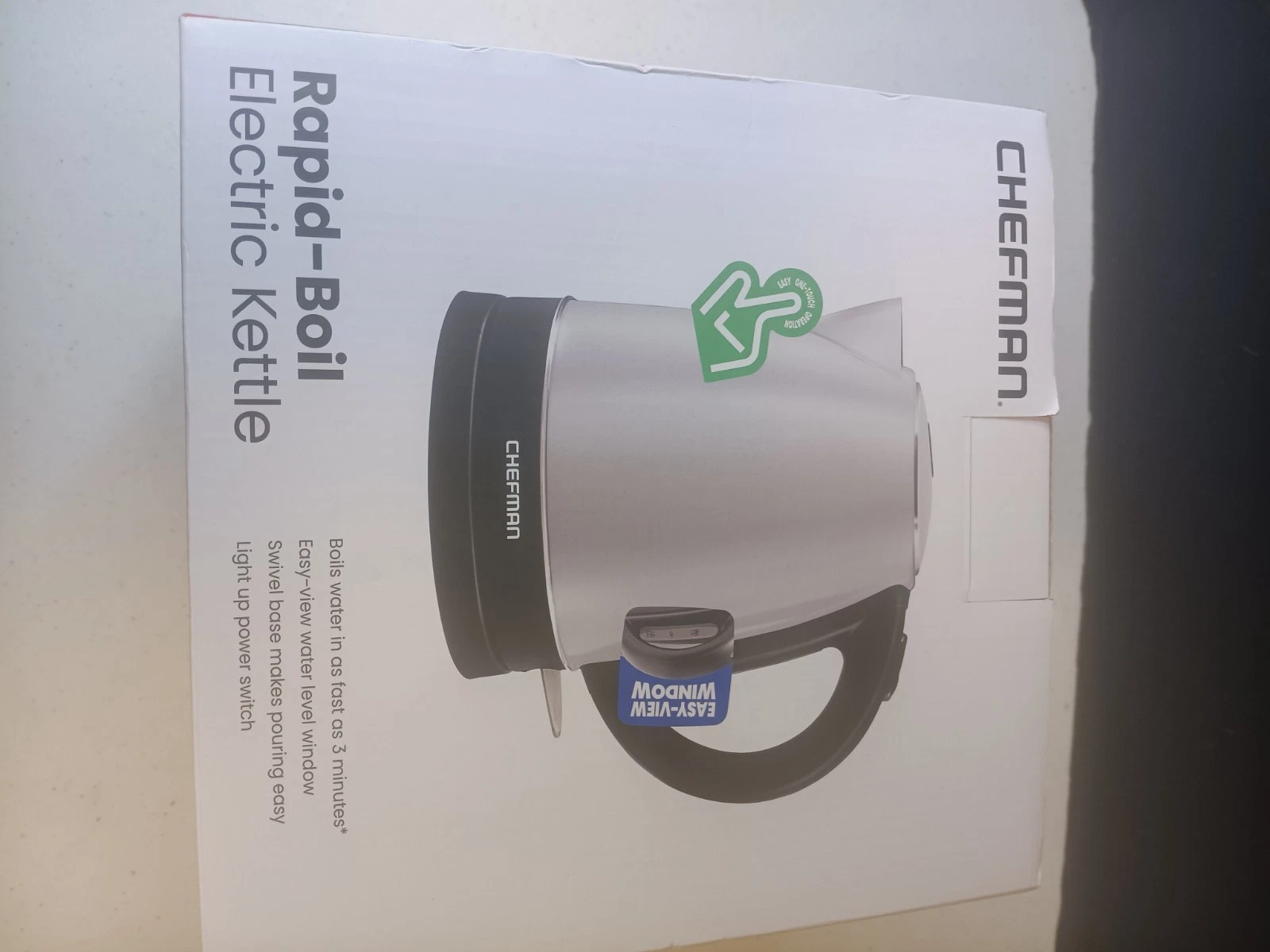 CHEFMAN Rapid-Boil Electric Kettle Easy View Window Boil-Dry Protection Auto Off