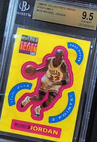 MICHAEL JORDAN 1996 COLLECTOR'S CHOICE STICK-UMS 2 BGS 9.5 GEM SP ULTRA RARE