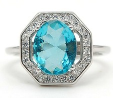 3CT Aquamarine  White Topaz 925 Sterling Silver Ring Jewelry Sz 6 UB3-9