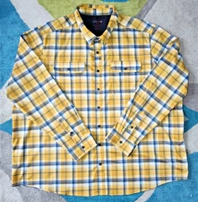Swiss+Tech Plaid Yellow Blue Long Sleeve Button Up Shirt Men's Size 3XL (54-56)