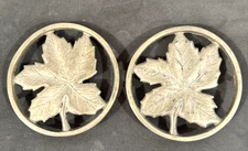 Brass Kitchen Trivet Set of 2 Maple Leaf Design MCM Cottagecore Grandma Decor