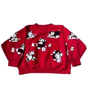 トップス vintage 80s SPUMONI mama sweat Vintage 80s Spumoni Rose Cage Cats & Mouse Sweatshirt Deadstock