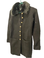 Adrienne Vittadini Women’s XS Black Cardigan Sweater with Faux Fur Collar New