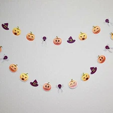 Quasimoon Jack-O-Lantern / Witch Hat / Spider Paper Garland Banner (10FT) Pap...