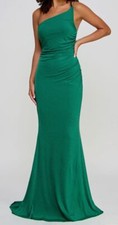 Crystal Doll Womens Green Embellished One-Shoulder Dress Juniors Size 17
