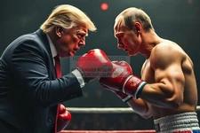 PRESIDENT DONALD TRUMP BOXING VLADIMIR PUTIN IN THE RING 4X6 AI PHOTO