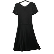 Madewell Short Sleeve Knit Dress Womens S Black A-Line Crewneck LBD Formal