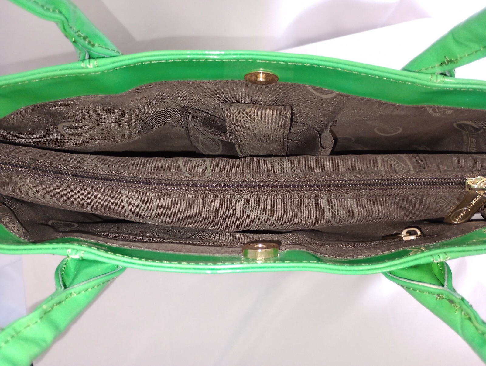 Used Amerileather Lime Black Leather Tote 14"x11"… - image 5