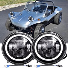 Pair Fit Volkswagen Dune Buggy 7 Led Headlights Hilo Beam Halo Drl Turn Signal Pair Fit Volkswagen Dune Buggy 7 Led Headlights Hilo Beam Halo Drl Turn Signal