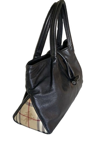 Vintage Burberry Nova Check Mini Boston Bag Handbag Horse Logo