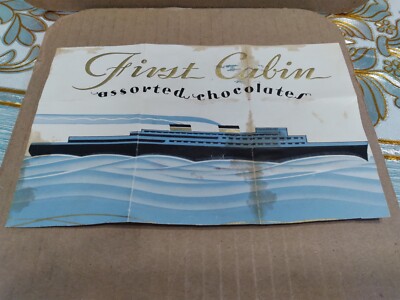 Vtg 1930's American Wrapper First Cabin Assorted Chocolates