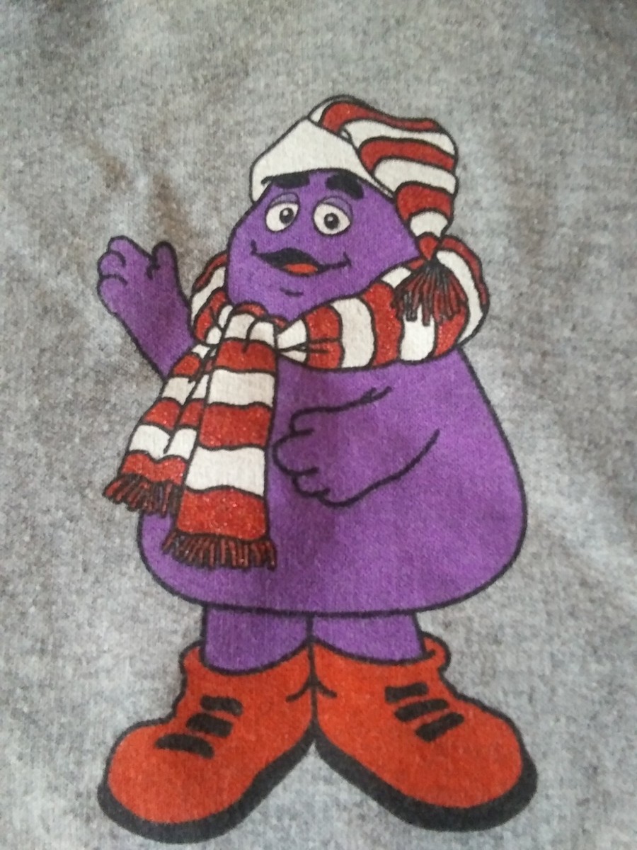 Hanes Youth M McDonald's Grimace Gray Hooded Sweatshirt Pullover