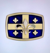 Quebec Drapeau Flag Belt Buckle  American Western Silver Vintage Buckle