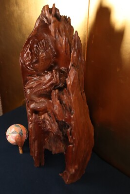 大型木製ドラゴン彫刻置物 Vintage Japanese Large Wood Carving