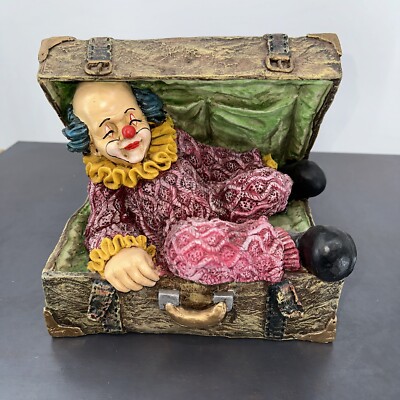 Vintage Ceramic Clown Inside Suitcase 9  High Unbranded