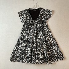 Urban Outfitters Babydoll Mini Dress Womens S Black White Ruffles Lined Tunic
