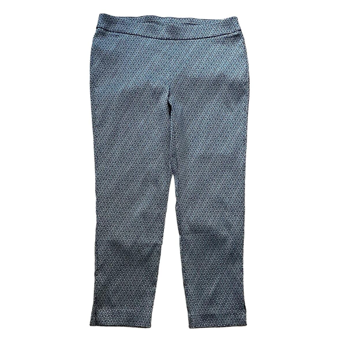 Chicos Silver Black Diamond Jacquard Pull On Dress Pants 3 Chicos Silver Black Diamond Jacquard Pull On Dress Pants 3