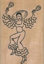 Maraca Dancer 2 x 2 3/4" Rubber Stamp, Dancer Stamp, Dancing