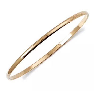 Bracelet Jonc Rigide Plaqué Or 18 Carats - Diamètre 62/2 Mm, Poinçonné, Pour Femme