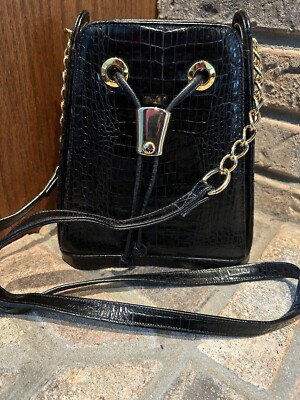 Vintage Mazzantia Black Leather Bucket Bag