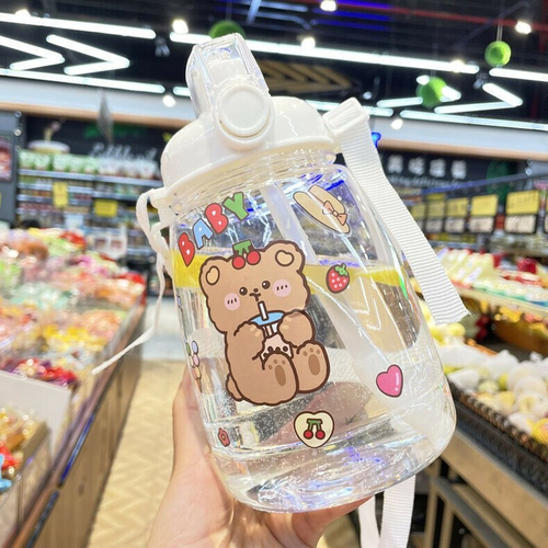 1.3L Sport Water Drinking Bottle Cup Kids Large Plastic Bottle with Strap Straw - Picture 15 of 18