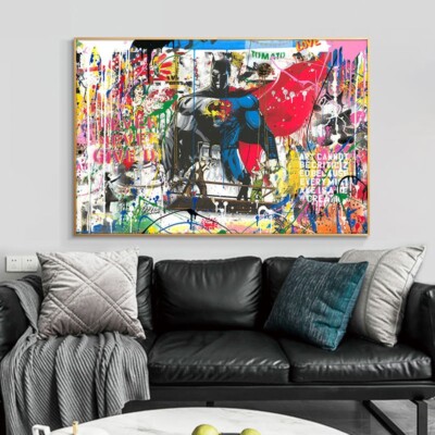 Superhero graffiti pop art canvas Wall Art Modern Wall Decor Design home decor