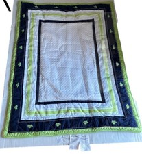 VTG Baby Gap Crib Quilt Turtle Blanket  Dust Ruffle Green White