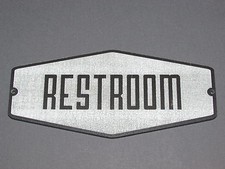 Retro Style Grey and Black Restroom Door Sign